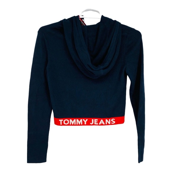 Tommy Hilfiger Denim Sweatshirt‎ Pullover Hoodie Cropped Long Sleeve Blue Medium - Picture 5 of 7